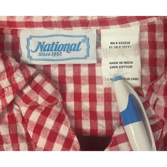 Vintage Notations Red/White Tie Waist Gingham Button Blouse Size Large (Read) - Picture 5 of 8